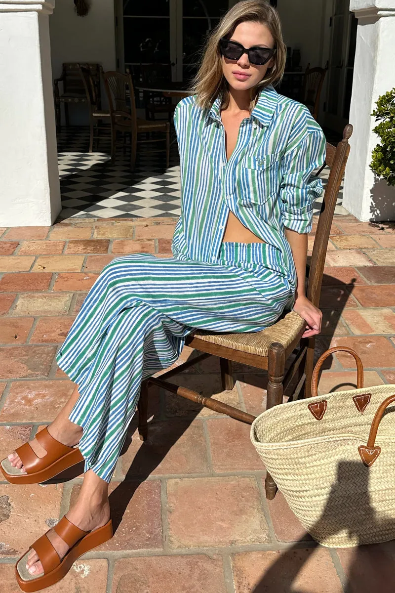 Pull On Pant - Market Stripe Sea