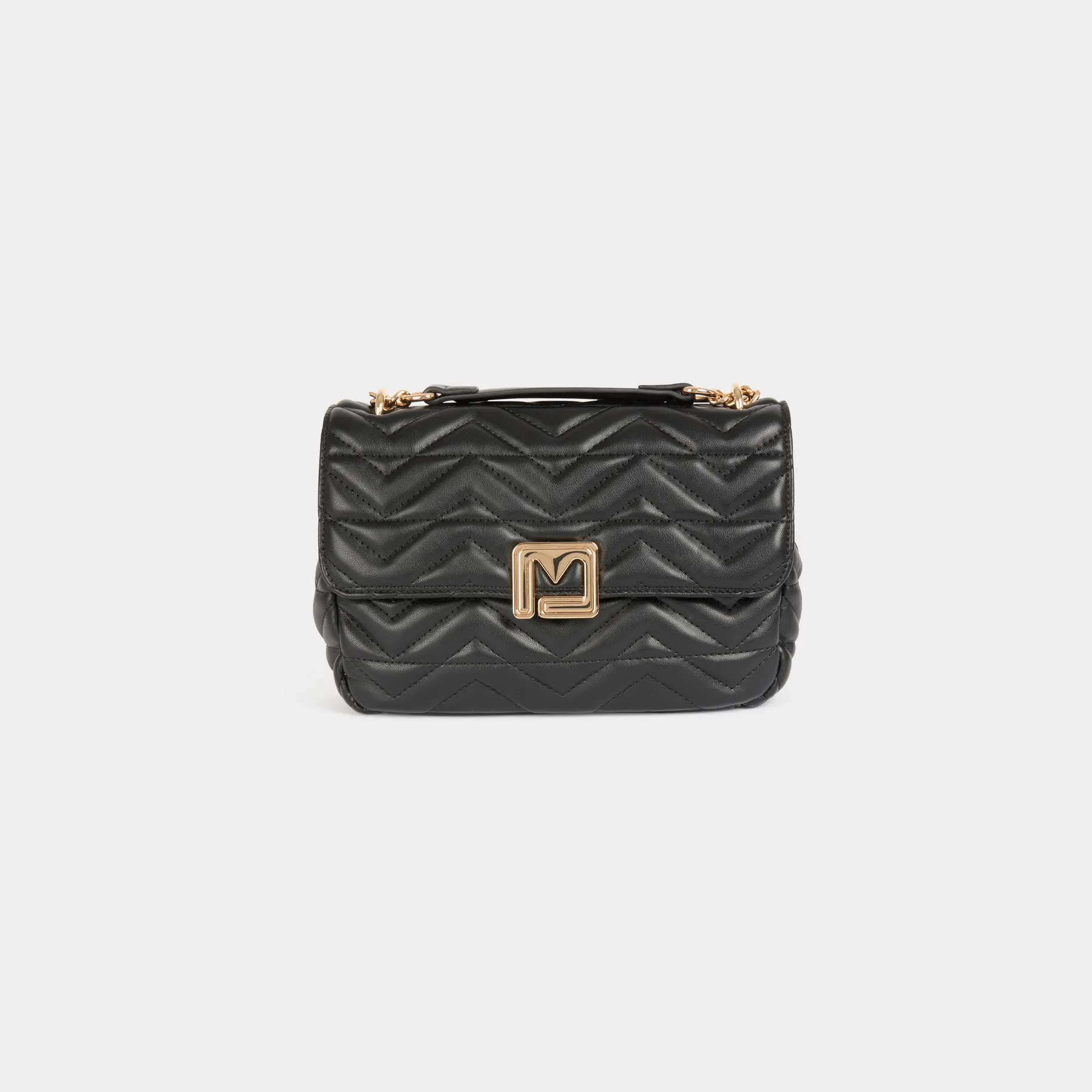 Quilted bag with M buckle black women