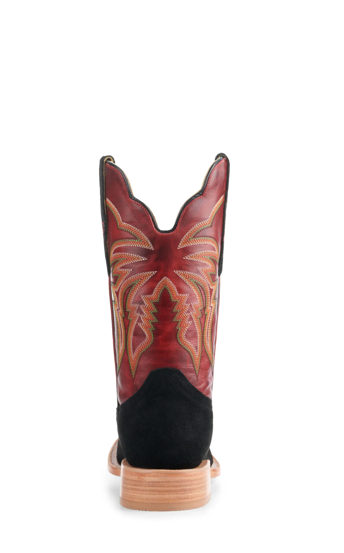 R. Watson Men's Black Boar and Barn Red Wide Square Toe Cowboy Boots