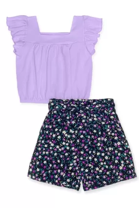 Ruffle Top Floral Short Set- Girls