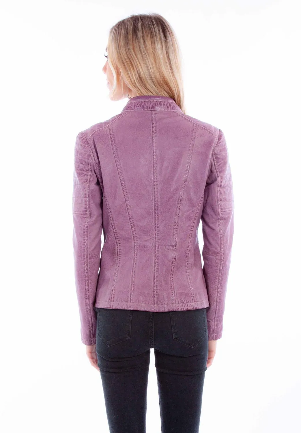 Scully Womens Zip Cafe Racer Lavender Leather Leather Jacket