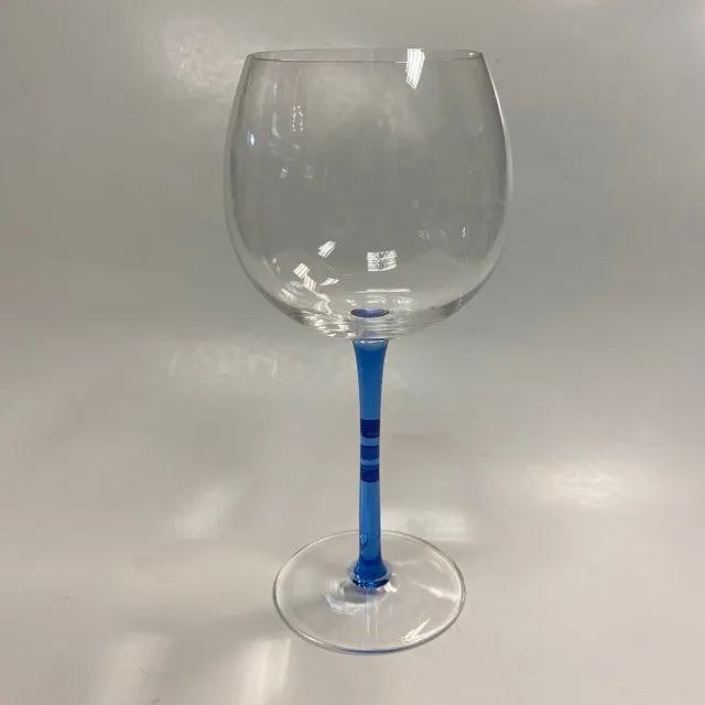 Set of 6 Wine Glasses with Blue Stem