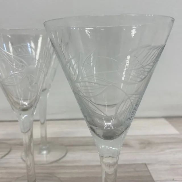 Set of 8 Clear Round Glass Dishes and Wine Glasses