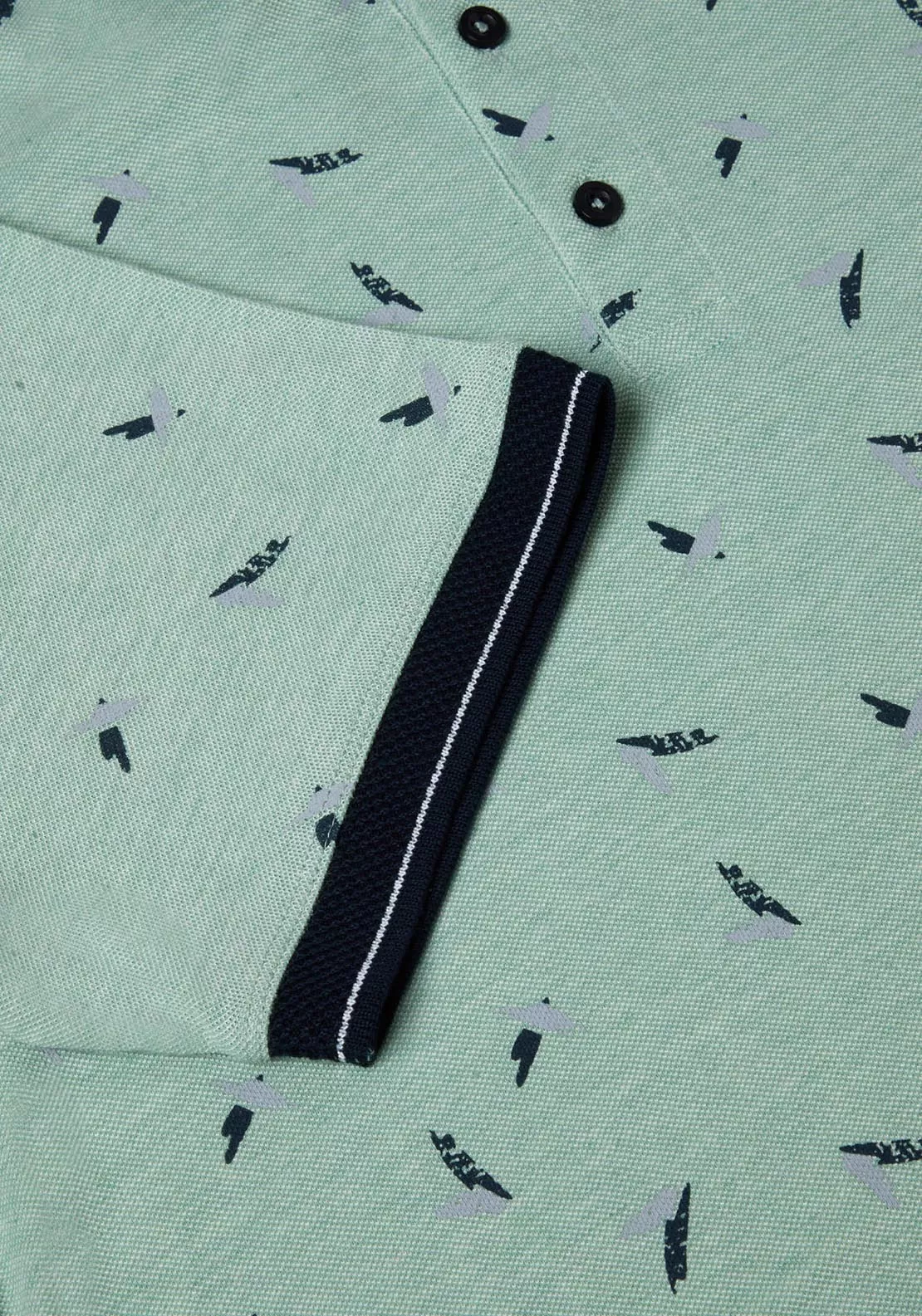 Short Sleeve Print Polo - Green