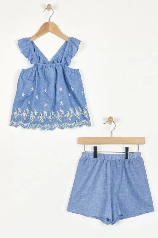 Sleeveless Embroidered Set - Girls