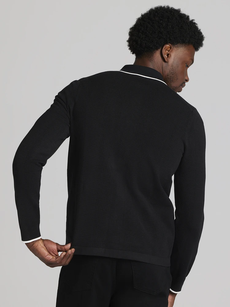 Slim Fit Textured Tipped Jacket Sweater