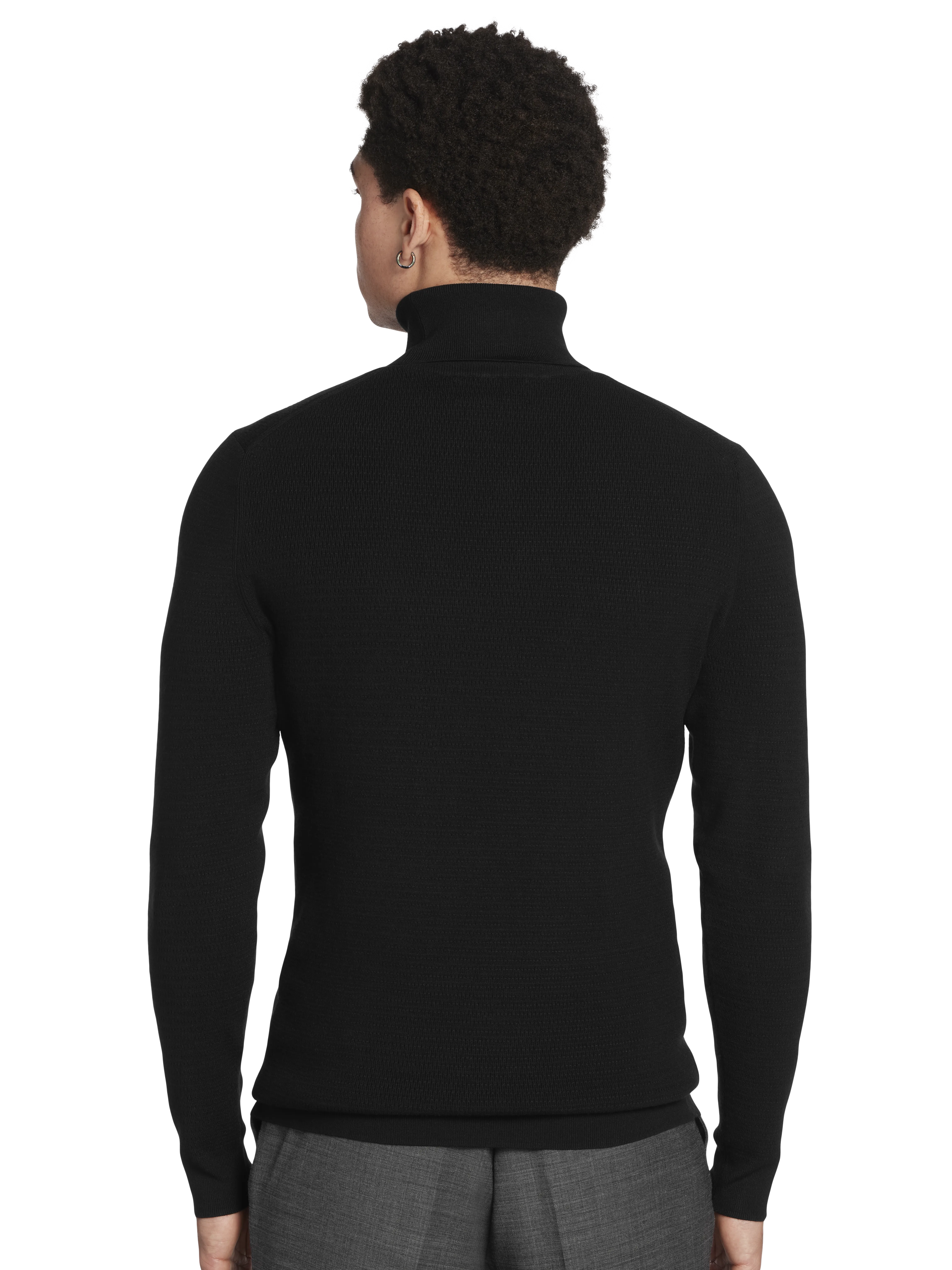 Slim Fit Textured Turtleneck Sweater