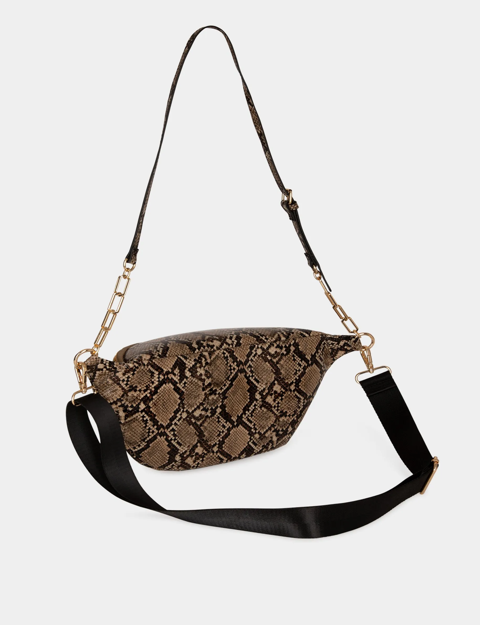 Sling bag snake effect taupe ladies'