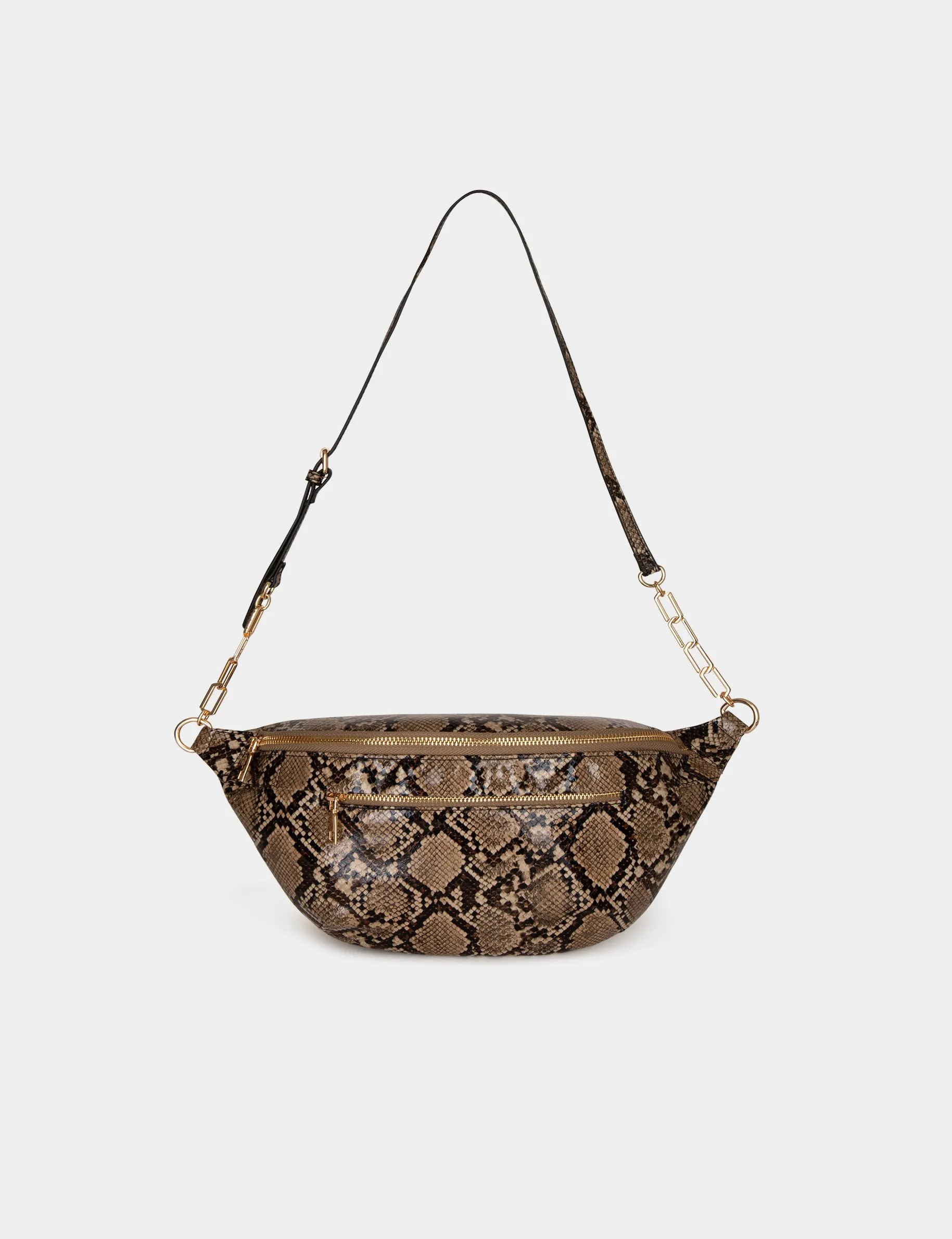 Sling bag snake effect taupe ladies'