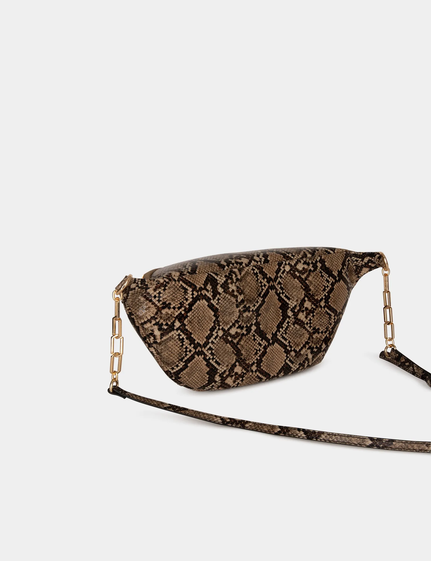 Sling bag snake effect taupe ladies'