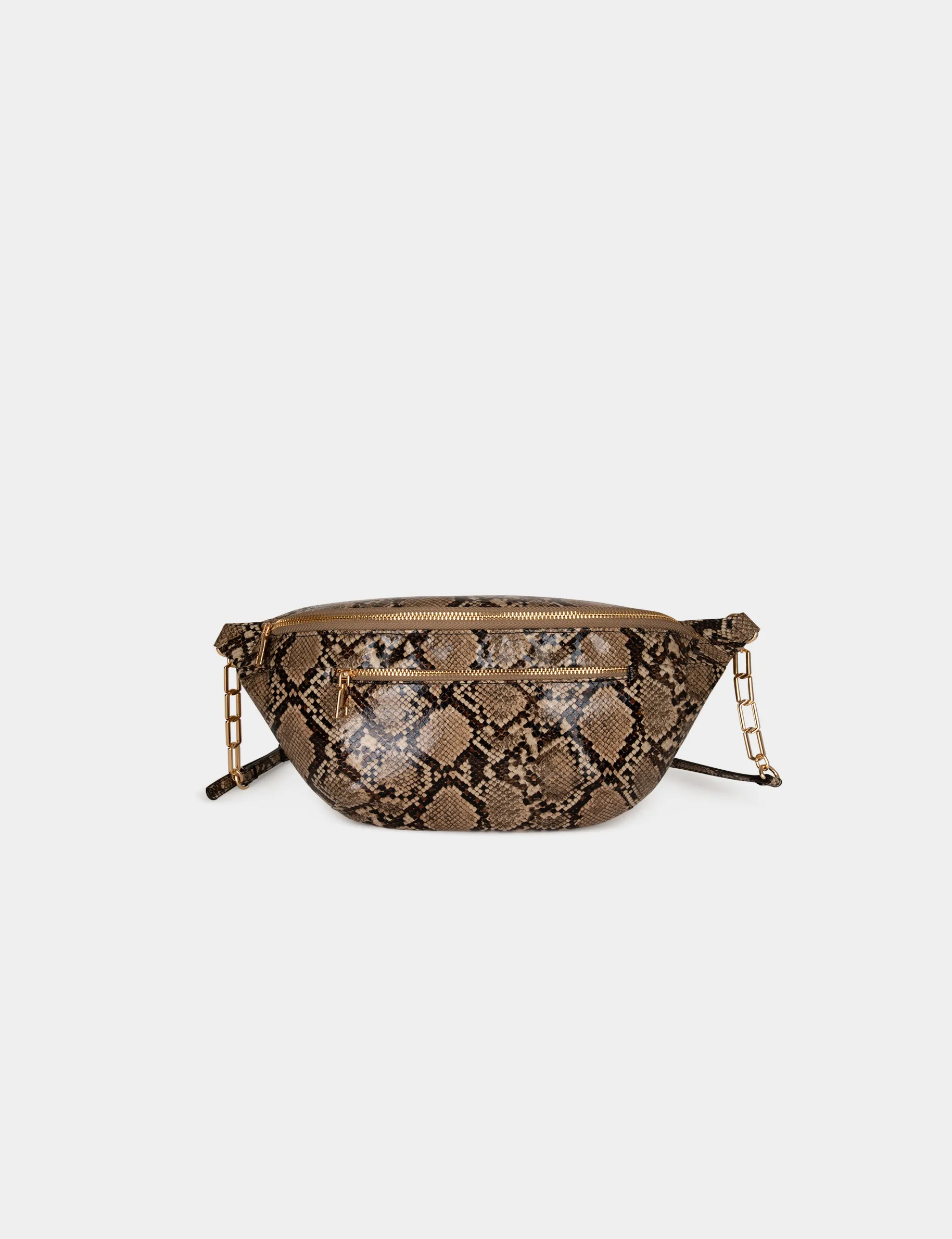 Sling bag snake effect taupe ladies'