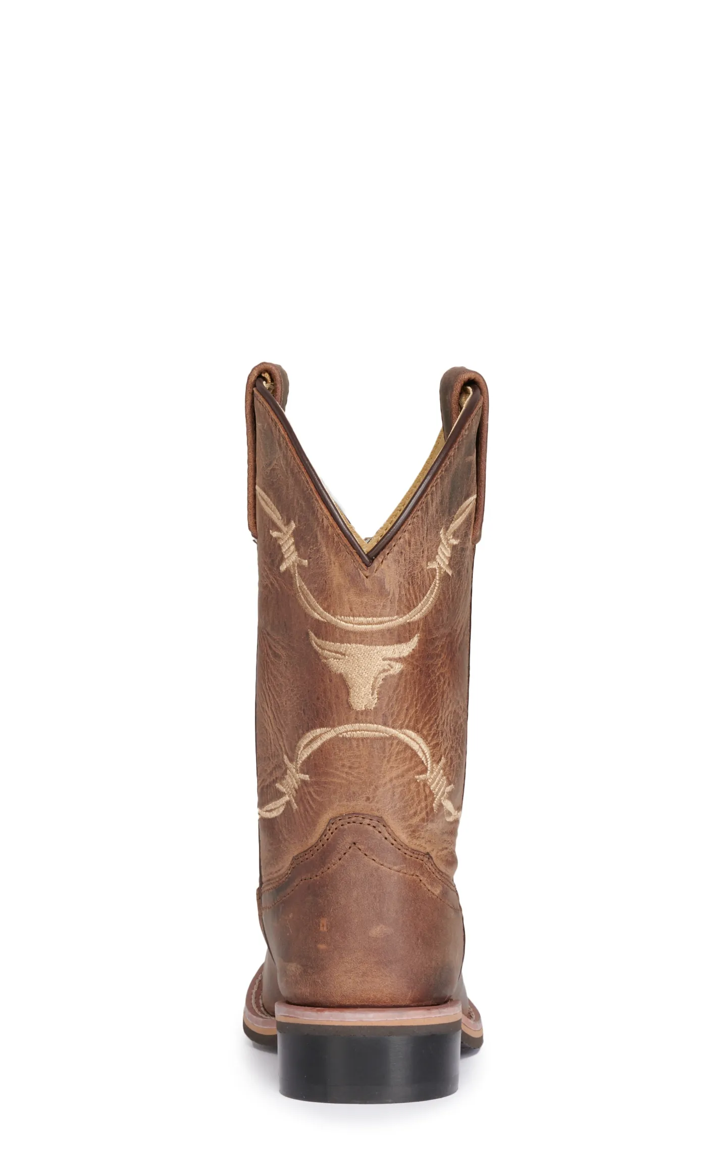 Smoky Mountain Kids Distressed Brown with Barbwire Embroidery Wide Square Toe Cowboy Boots