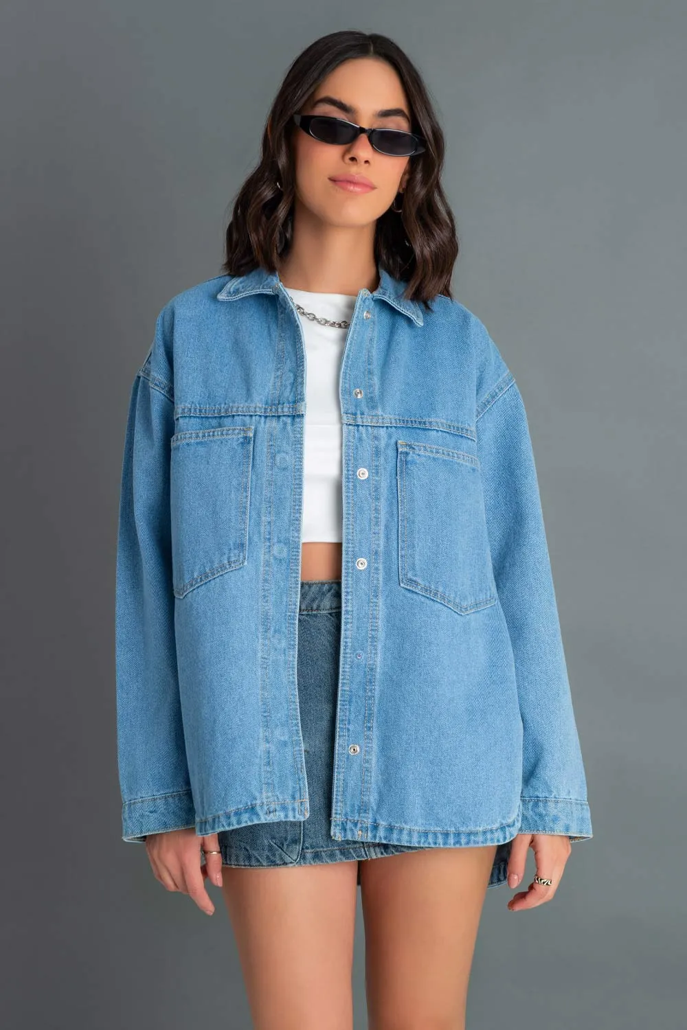 Sobrecamisa de denim manga larga