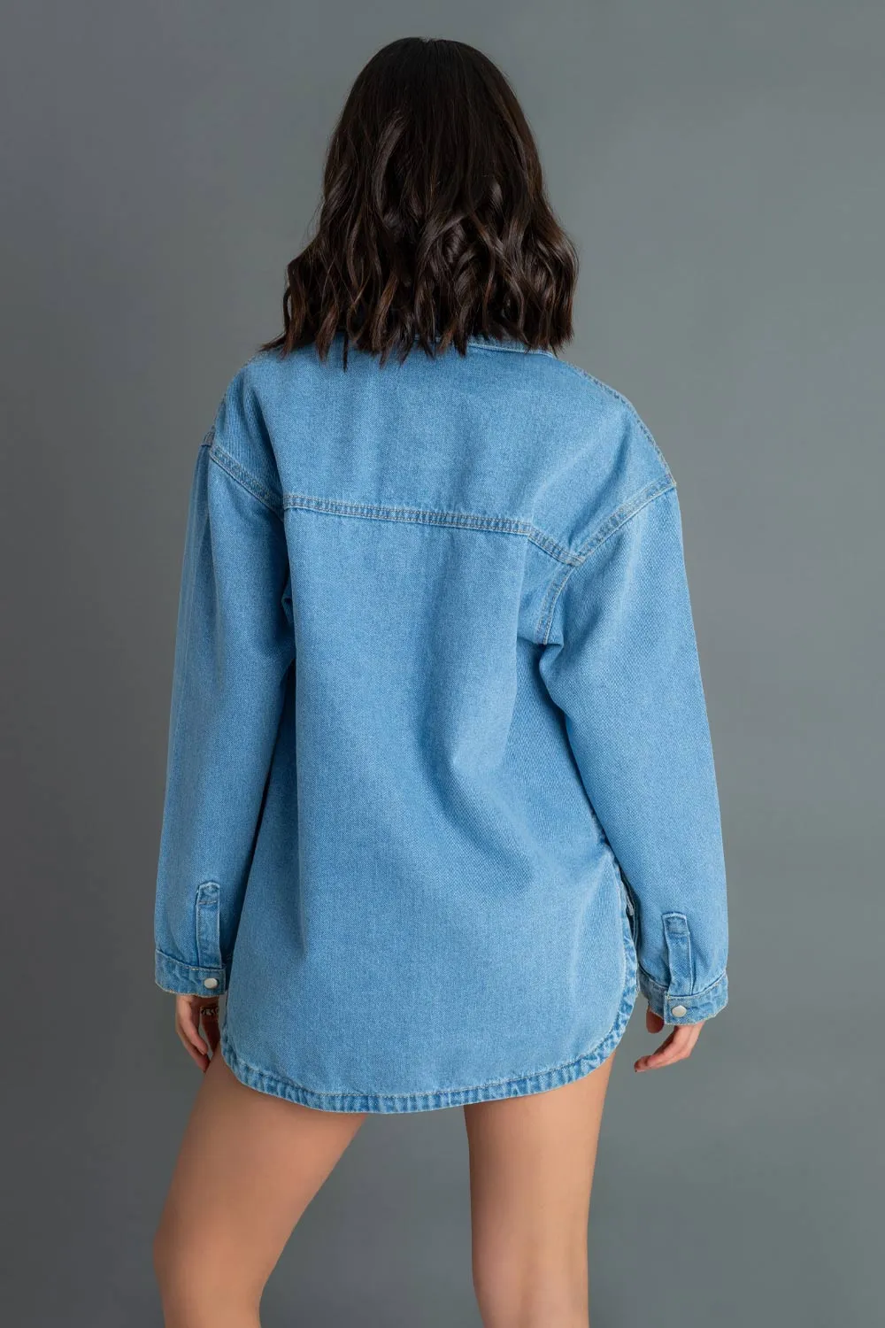 Sobrecamisa de denim manga larga