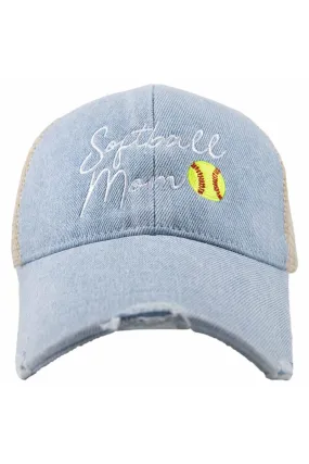 Softball Mom Women's Denim Trucker Hat