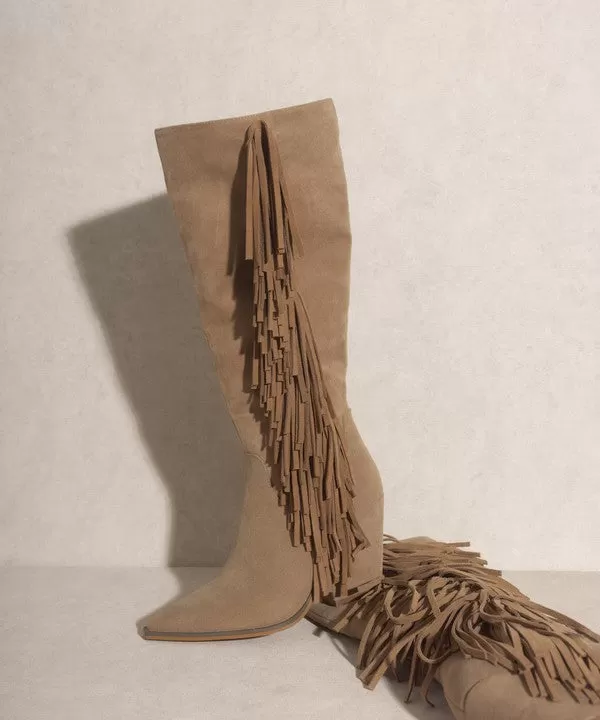 SOMEWHERE OUT WEST - Knee-High Fringe Boots