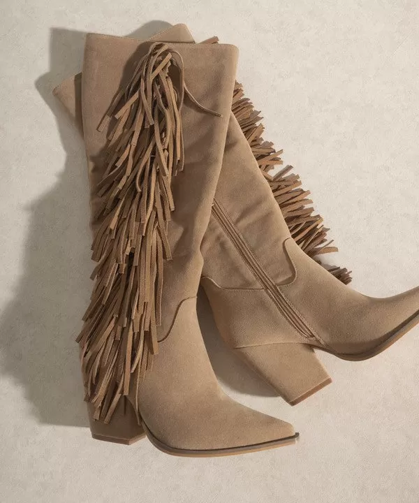 SOMEWHERE OUT WEST - Knee-High Fringe Boots