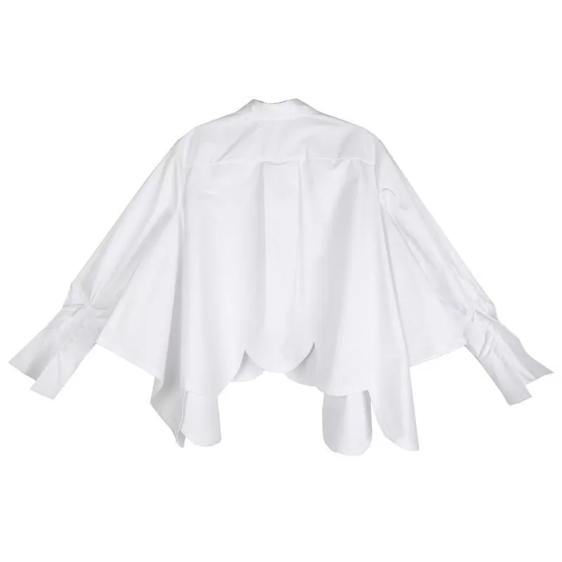 Sonoya Lapel Long Sleeve Irregular Hem Shirt