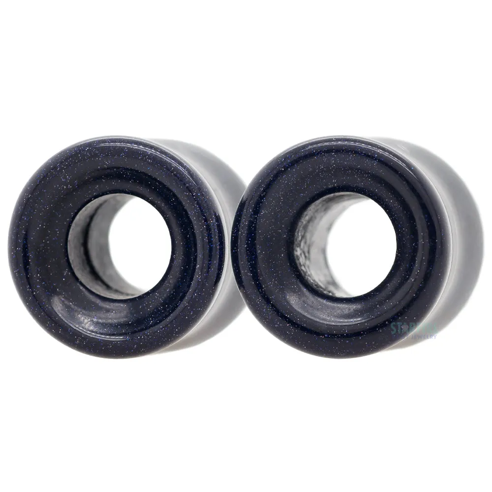 Stone Double Flare Eyelets - Blue Goldstone