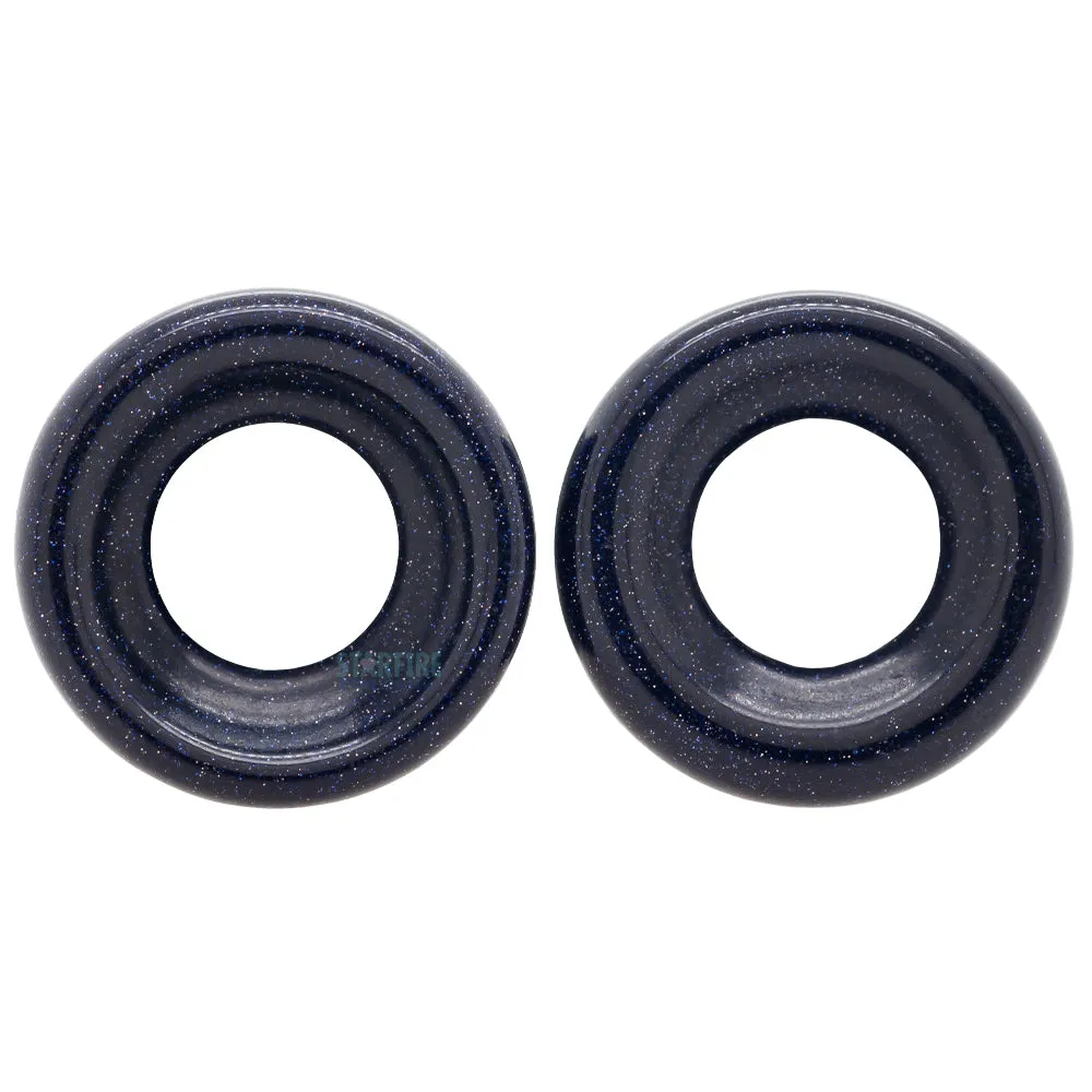 Stone Double Flare Eyelets - Blue Goldstone