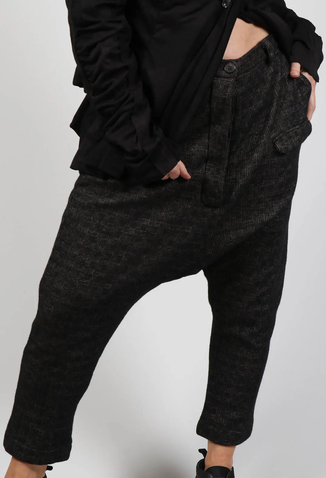 Straight Leg Trousers in Espresso Check