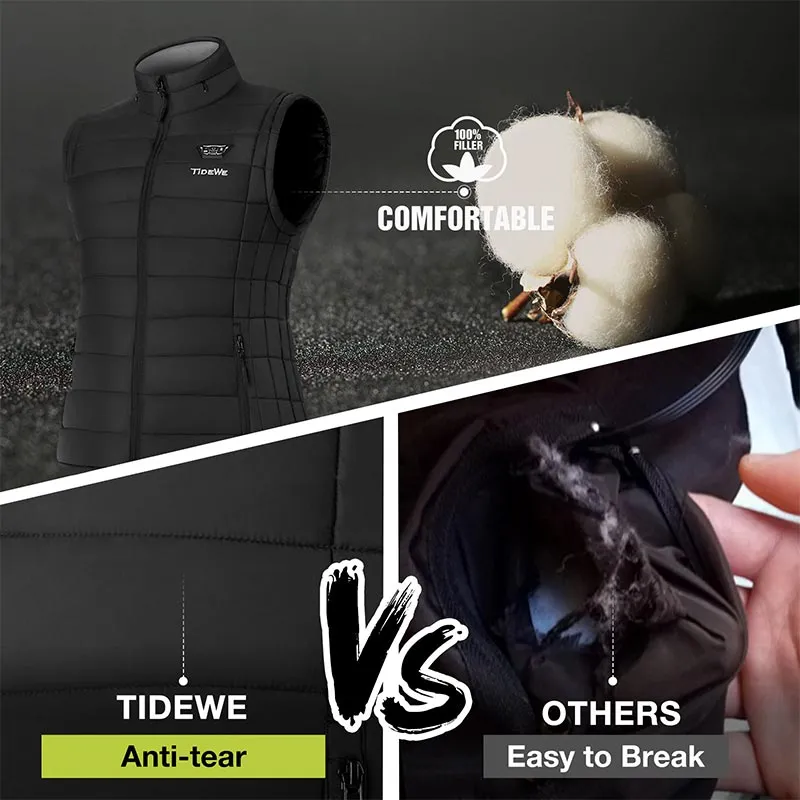 TIDEWE Women's Heated Vest with Retractable Heated Hood and Battery Pack for Hunting/Hiking (Black & Next Camo G2, S-XXL)