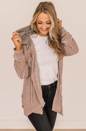 To Be Honest Button Down Knit Hoodie- Light Mocha