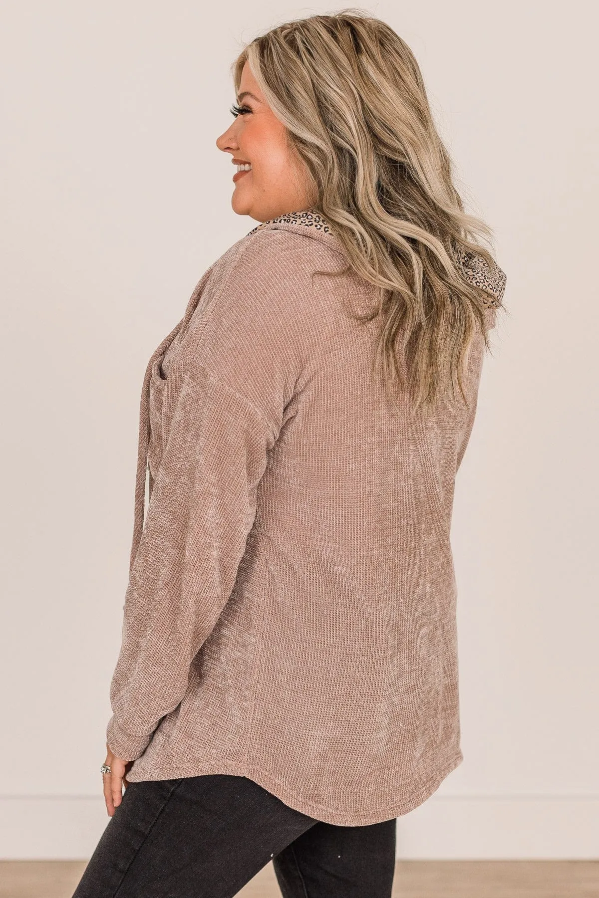 To Be Honest Button Down Knit Hoodie- Light Mocha