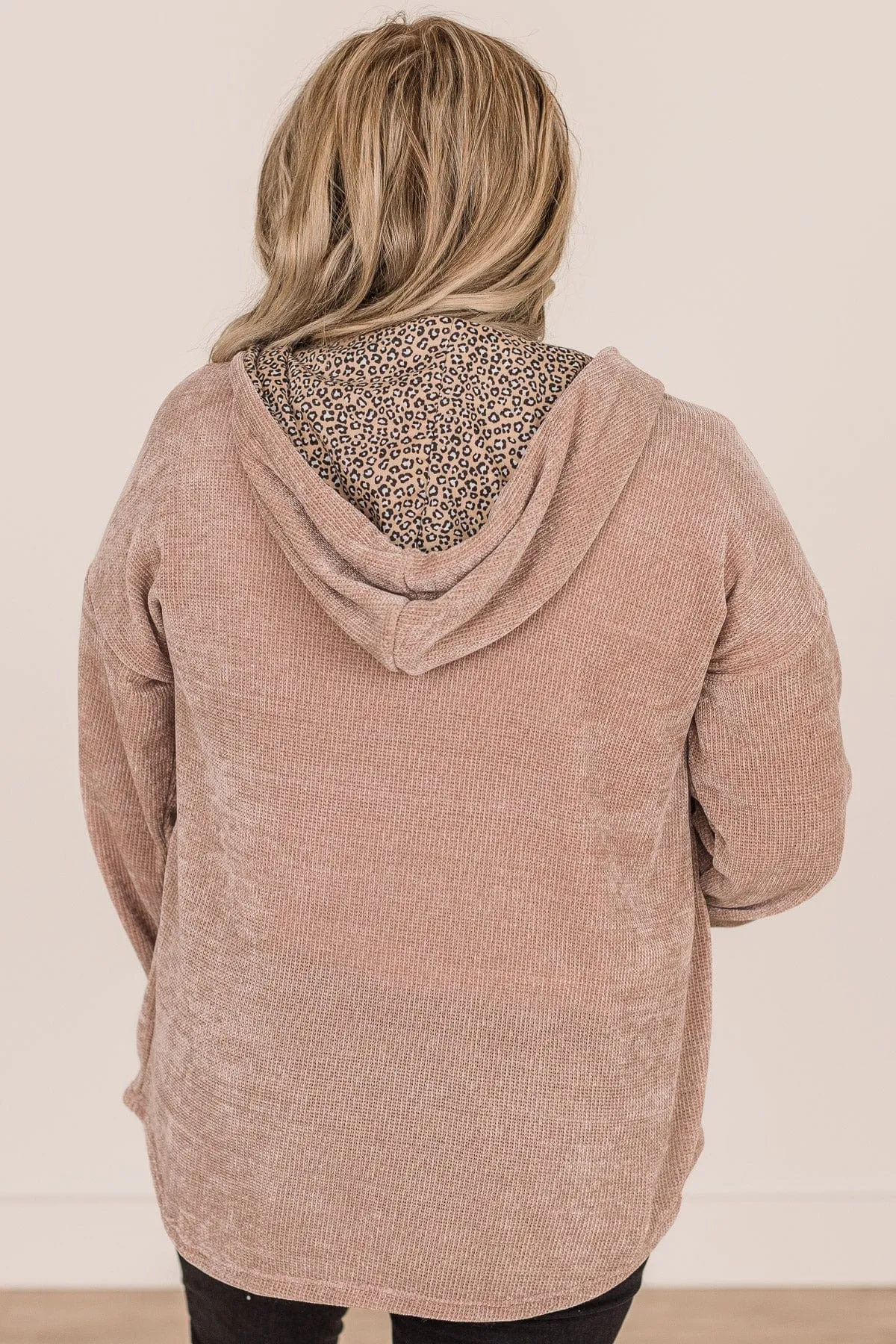 To Be Honest Button Down Knit Hoodie- Light Mocha