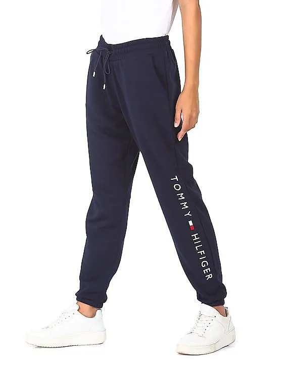 Tommy Hilfiger Women Navy Drawstring Waist Corporate Logo Joggers