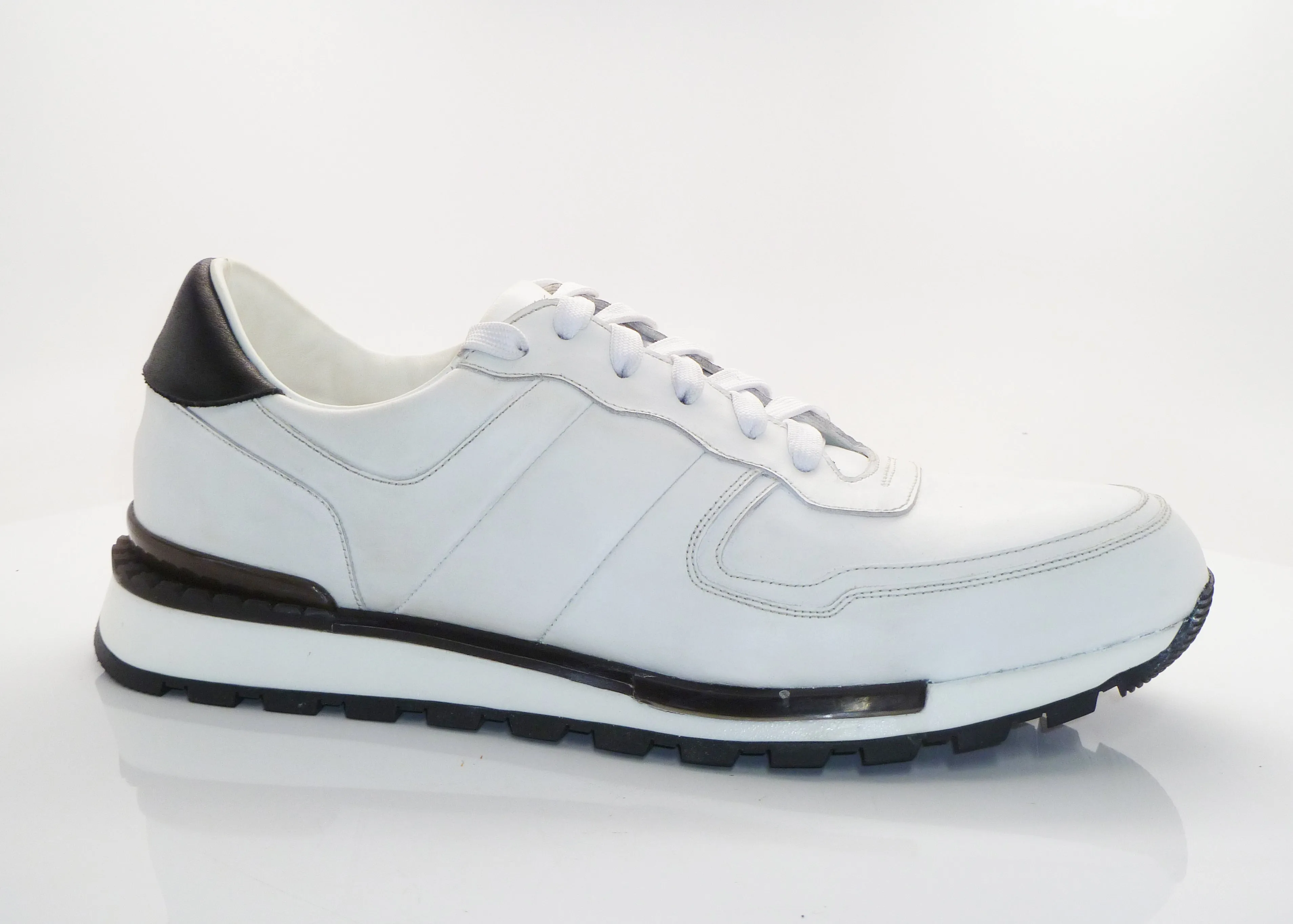 Ugo Vasare by Maurice Calfskin Lace-Up Sneaker White