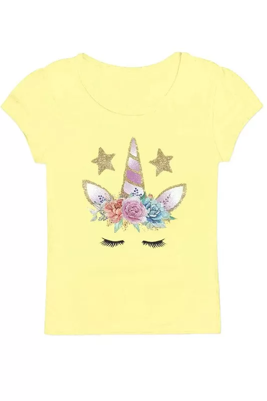 Unicorn Eyelashes Tee- Girls