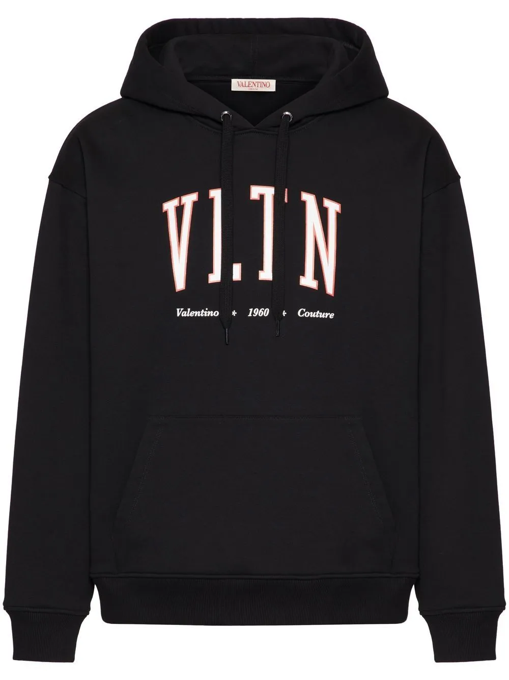 Valentino - Hoodie à logo VLTN imprimé noir et rouge