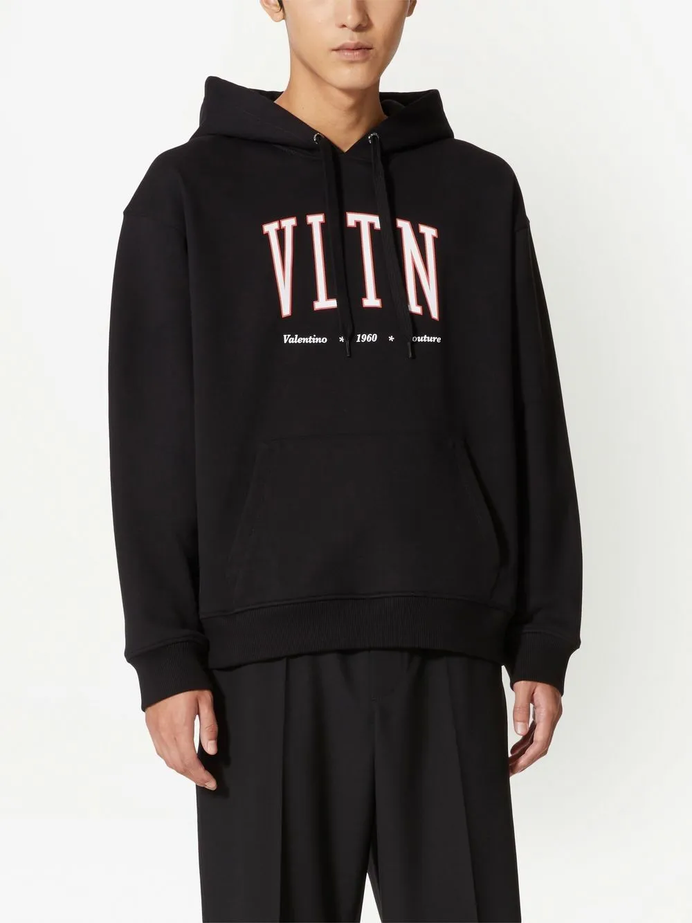 Valentino - Hoodie à logo VLTN imprimé noir et rouge