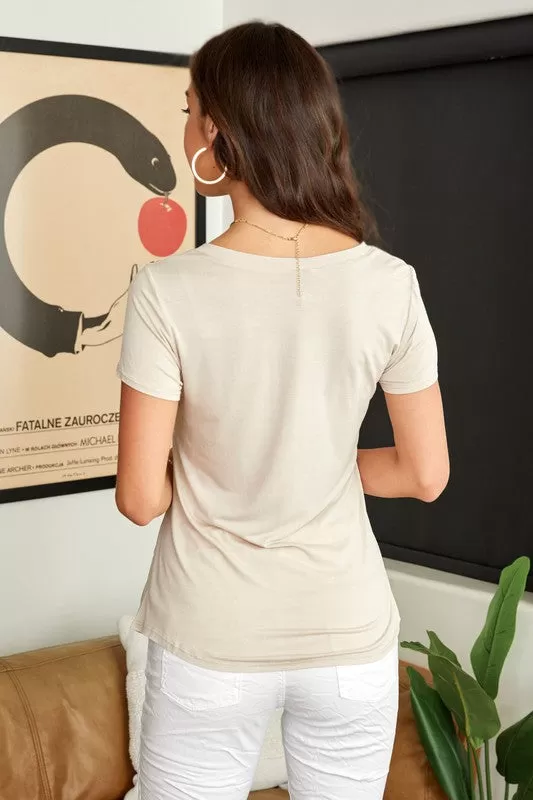 Venti6 - Silk Viscose V-Neck Tee