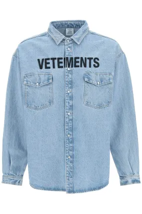 Vetements Logo Embellished Denim Shirt