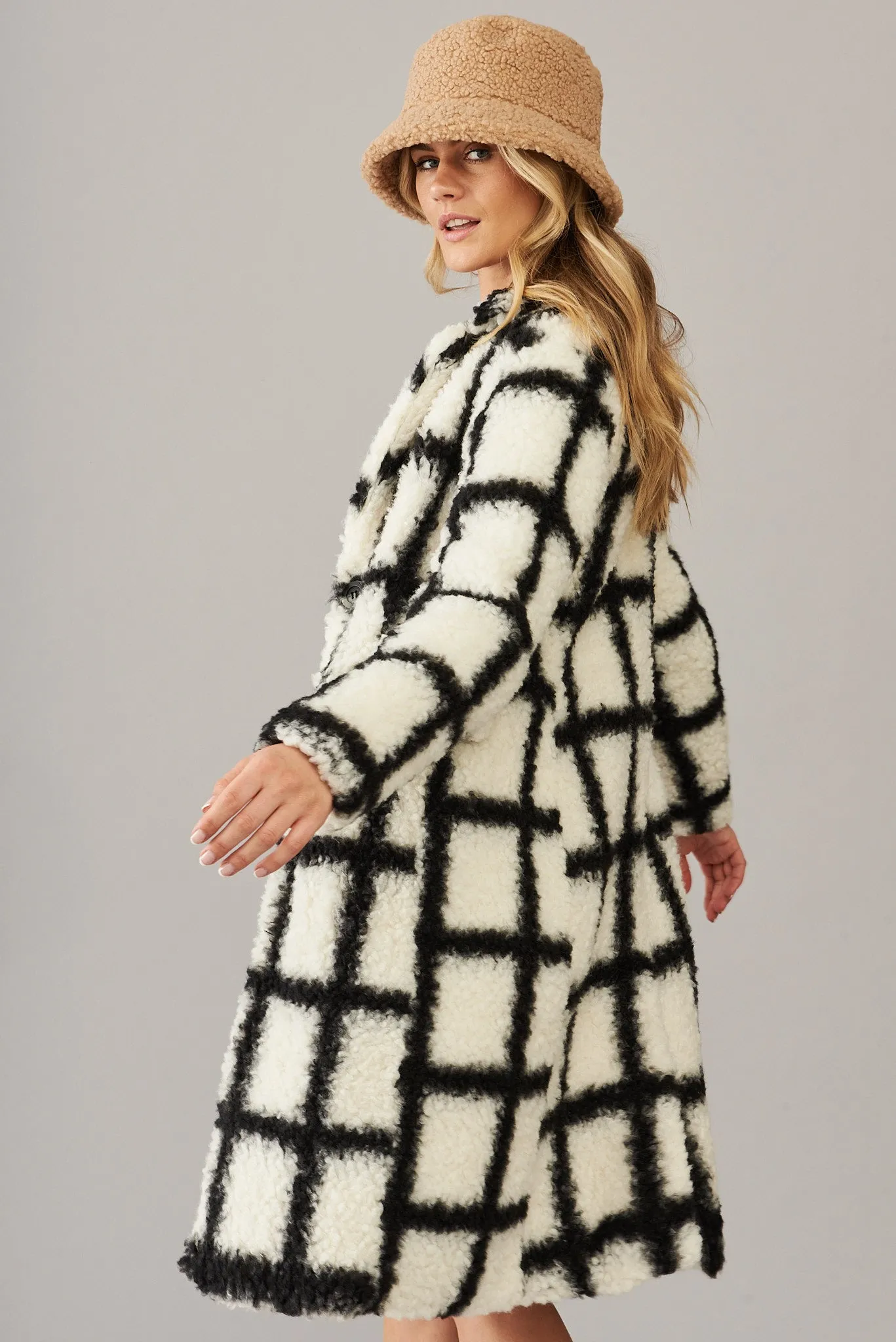 Vincenza Coat In Black And White Check