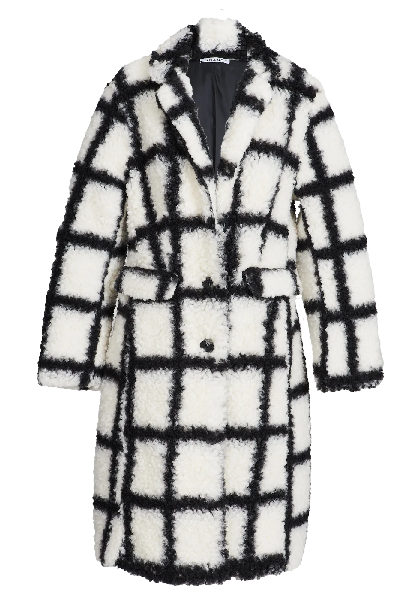 Vincenza Coat In Black And White Check