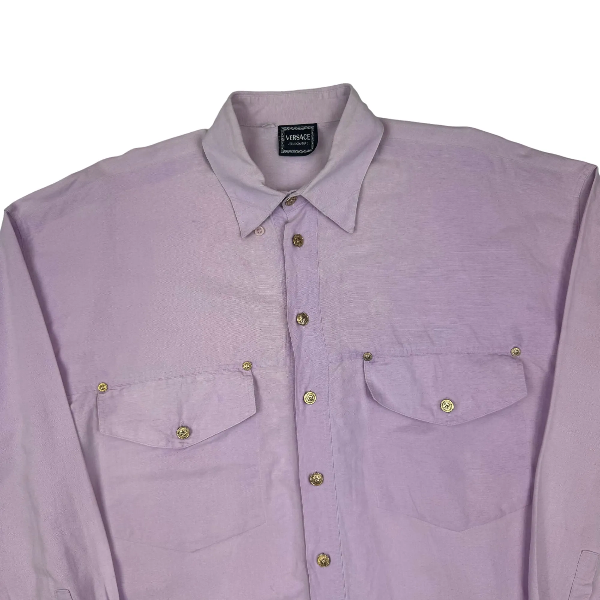 Vintage 90's Versace Jeans Couture Long Sleeve Shirt Pink