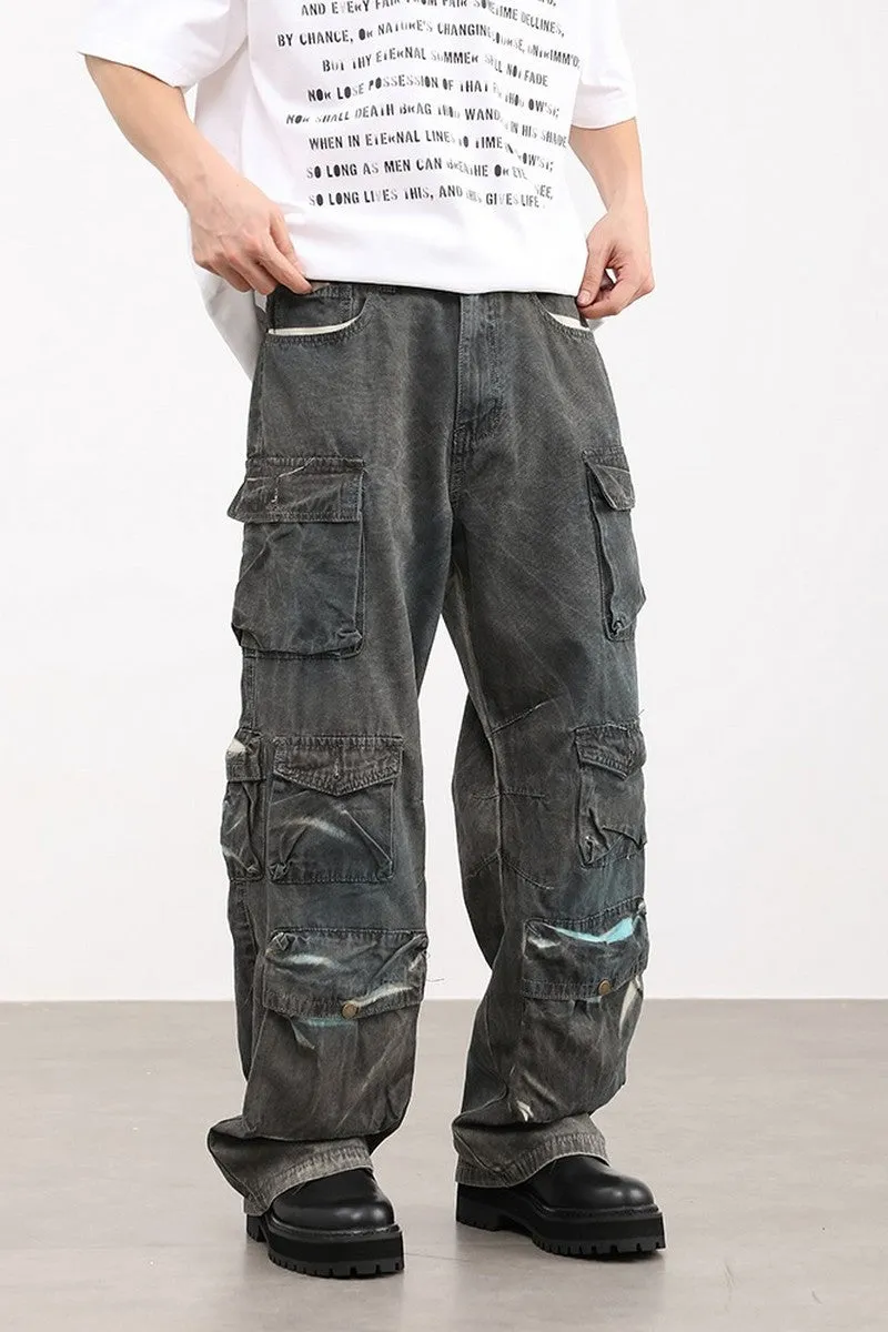 Washed Multi Pocket Loose Jeans