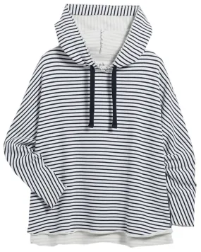 White and British Royal Navy Stripe Kane Capelet Hoodie