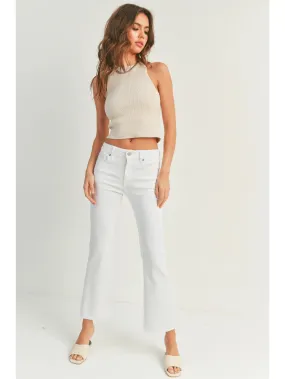 White Cropped Flare Jean