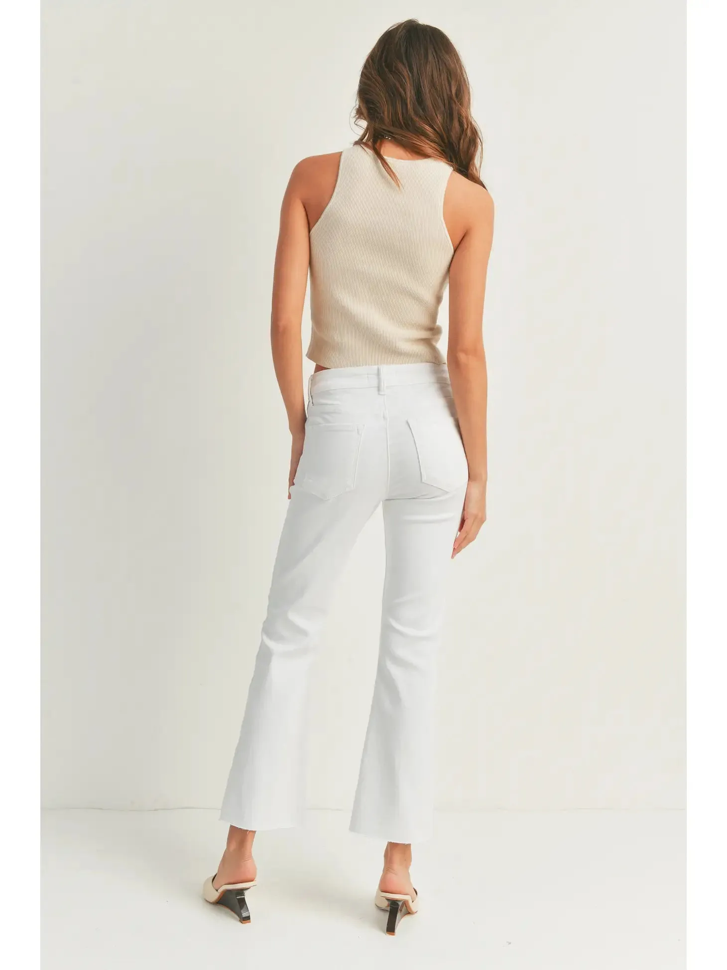 White Cropped Flare Jean