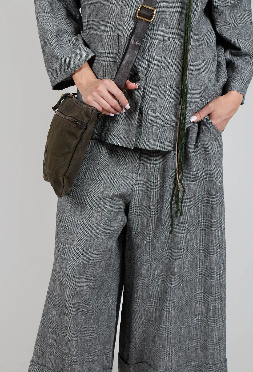 Wide Leg Trousers in Cool Check