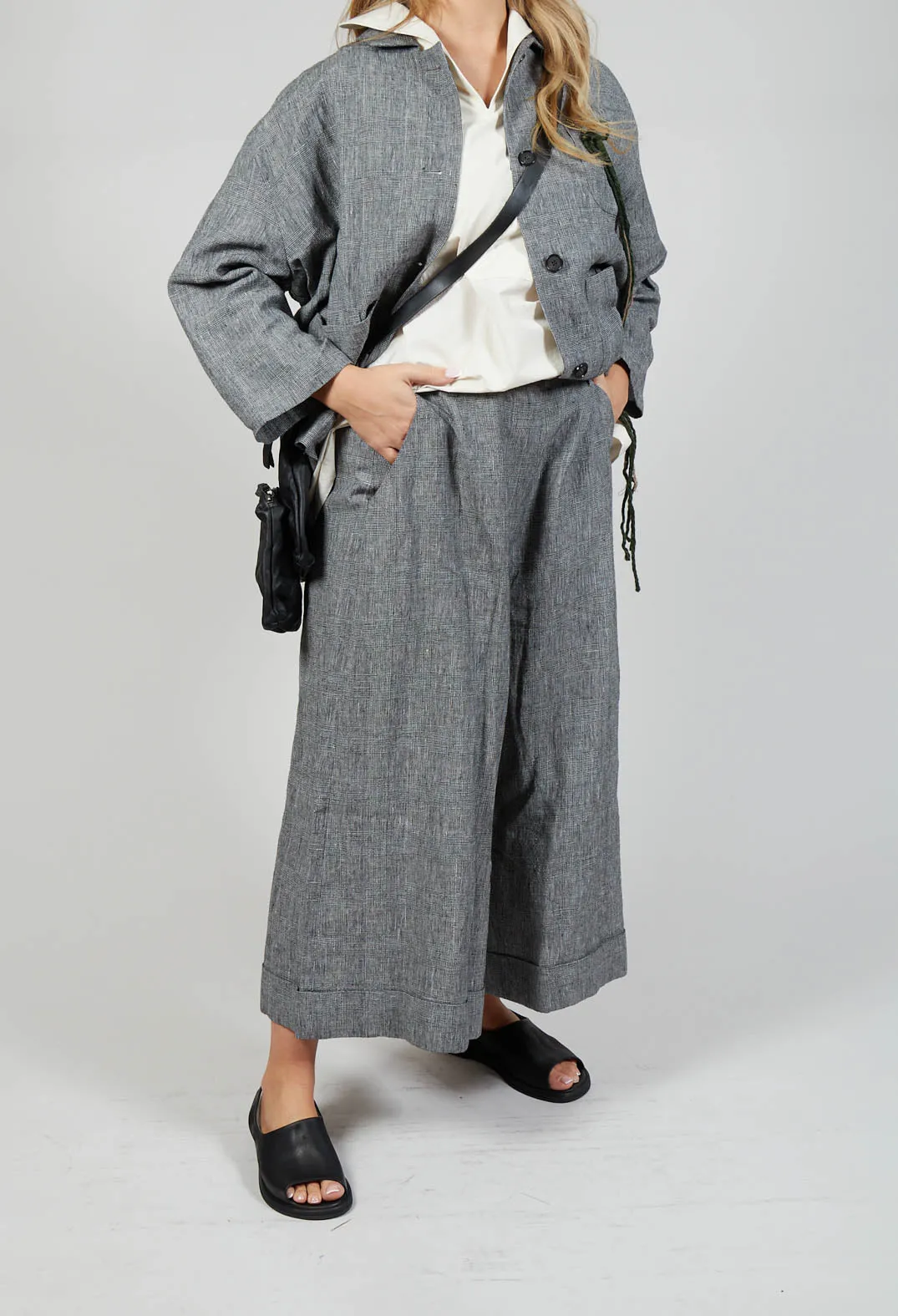 Wide Leg Trousers in Cool Check