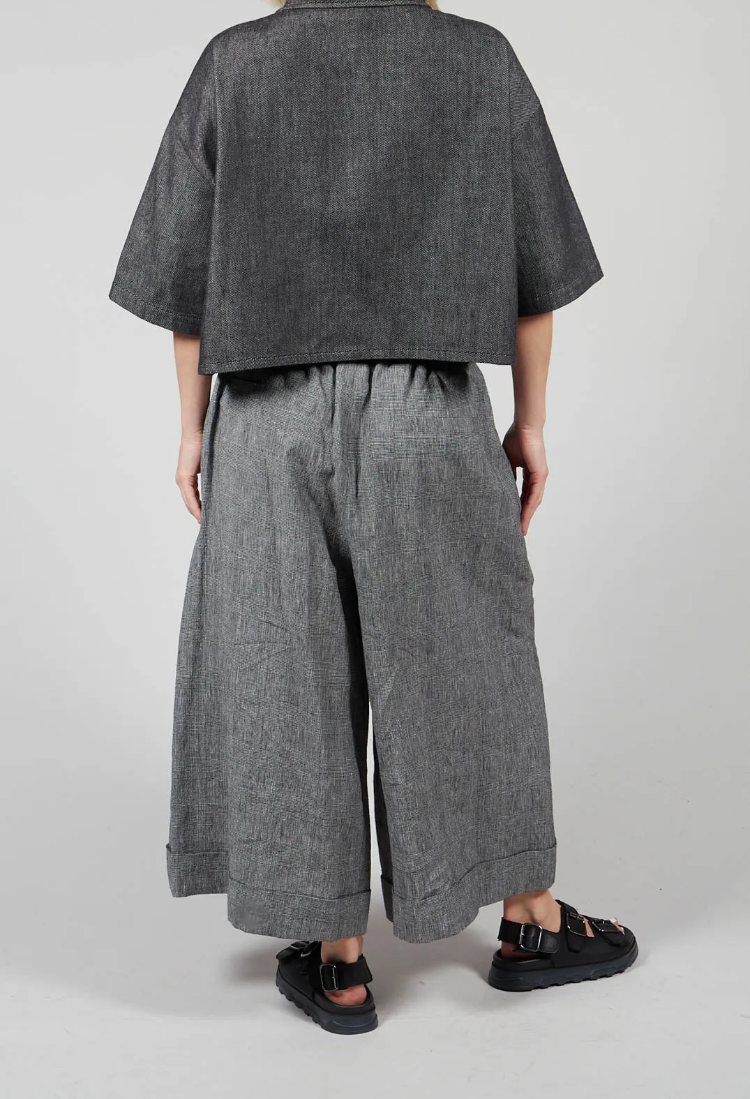 Wide Leg Trousers in Cool Check