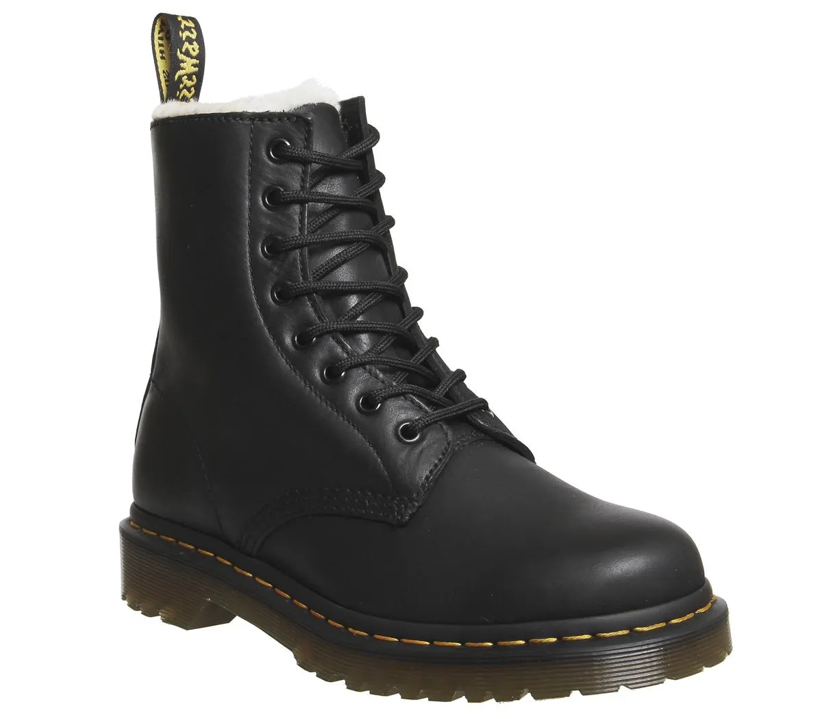 Womens Dr.Martens Serena 8 Eyelet Shearling Boot Black Leather