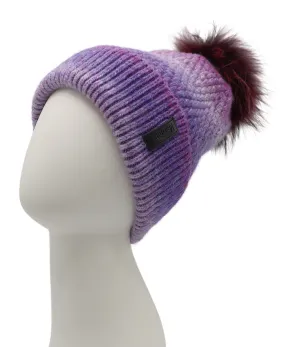 Wool Ombre Knit Hat w/ Fur Pom