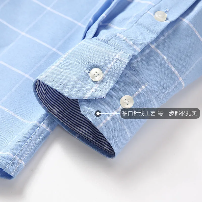 Xituodai Mens Striped Shirts 100% Cotton Oxford Long Sleeve Plaid Solid Color Casual Shirts for Business Men Daily Use Camisas H