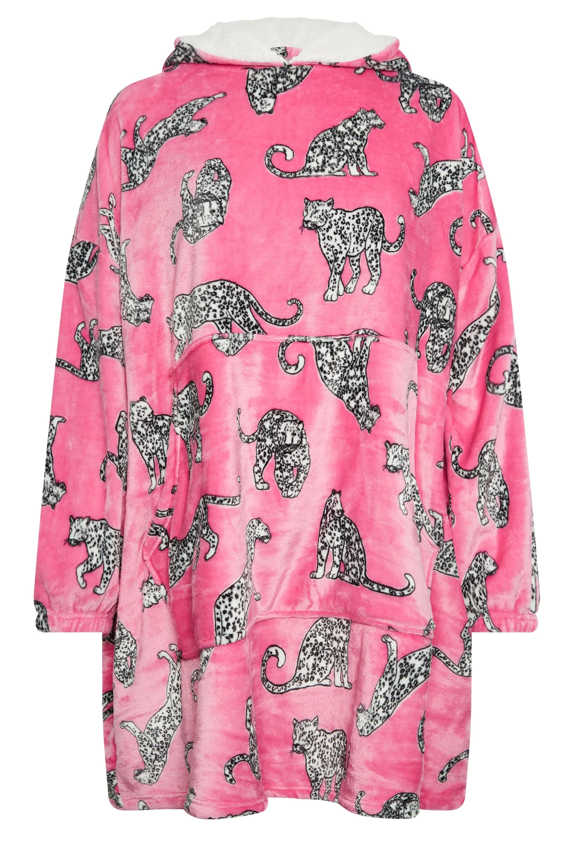 YOURS Curve Pink Soft Touch Animal Print Snuggle Hoodie